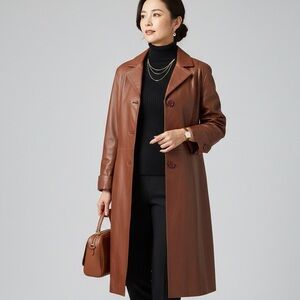 Vintage Michael Lawrence Leather-Style Buttoned Blazer‎ Coat